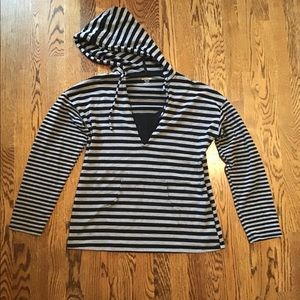Black and Gray Striped Nursing Hoodie